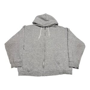 Vintage 90s Tultex Cotton Blend Gray Full Zip Hoodie Sweatshirt Women's XL FLAWS